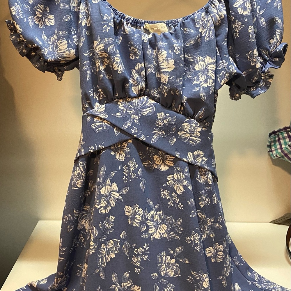 Blue Floral Women's Dress